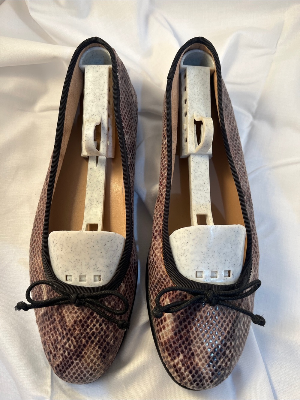 AEROSOLES Brown Snake-Print Ballet Flats with Black Trim